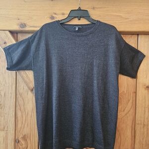 Eileen Fisher Dark Gray Short Sleeve Sweater Tunic